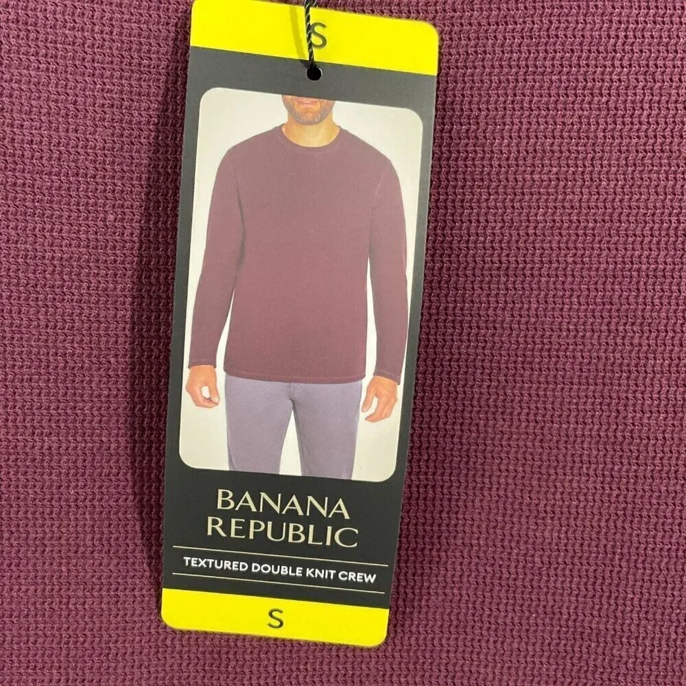 NEW Banana Republic Mens S Long Sleeve Crew Neck Shirt Cotton Polyester Blend